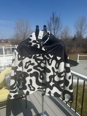 Grayson Threads Black and White Patterned Sherpa Pullover